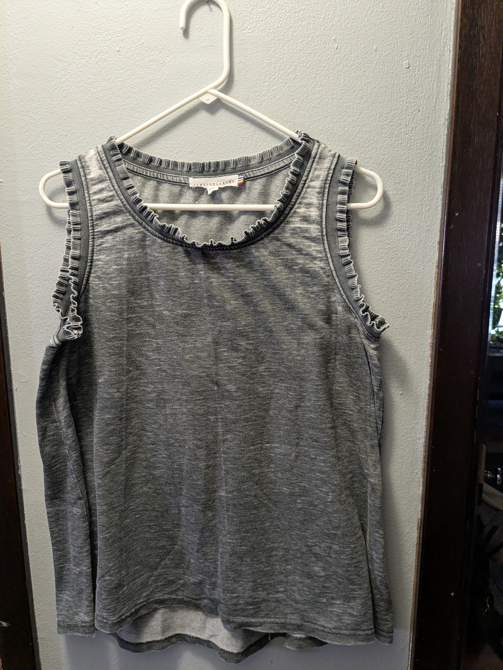 Jane and Delancey Gray Ruffle-Trim Sleeveless Tank